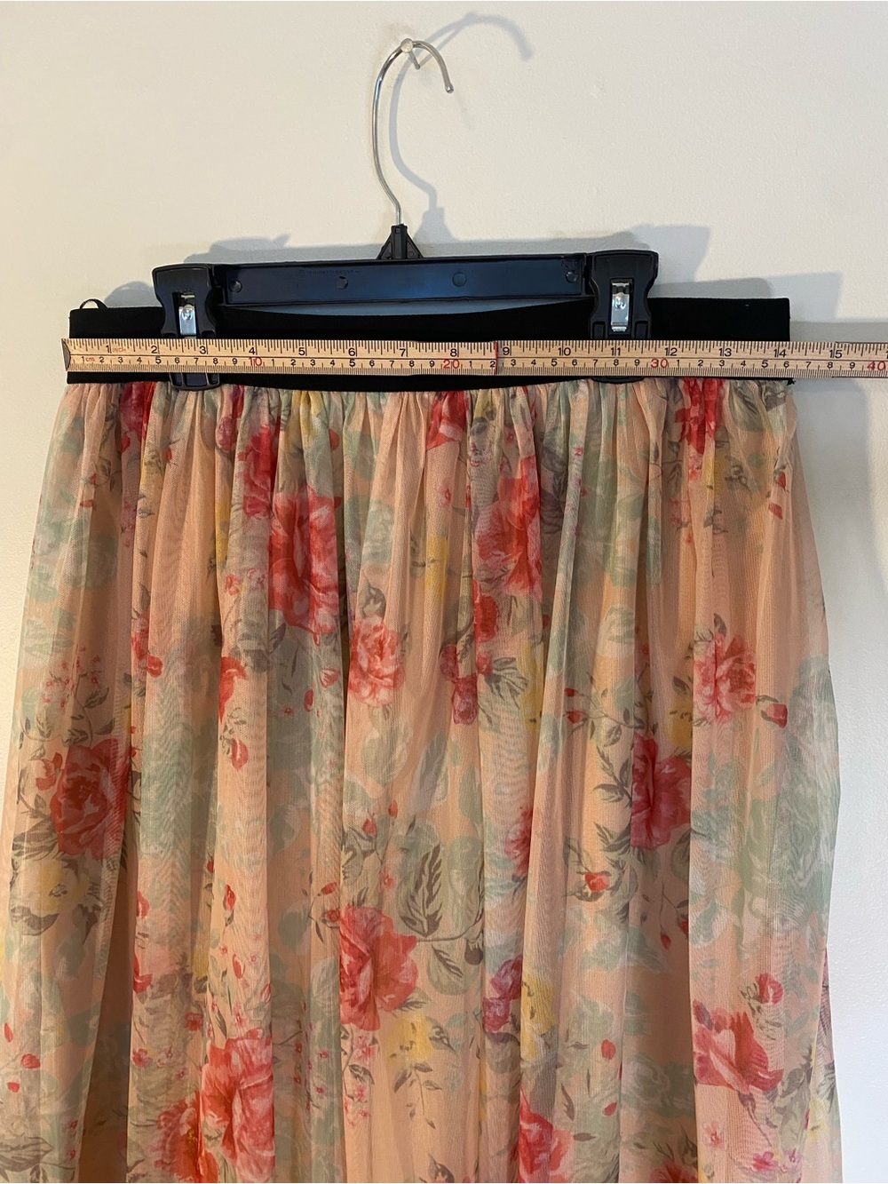 Fiesta Pink Floral Midi Skirt with Black Waistband - Picture 6 of 8